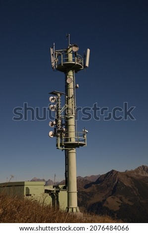 mobile radio mast in the mountains
