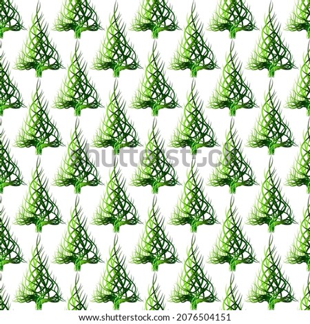 Vector seamless pattern with christmas tree of wavy lines