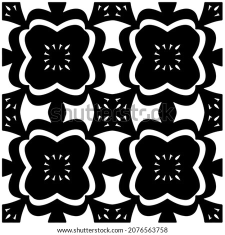 loral seamless pattern background.Geometric ornament for wallpapers and backgrounds. Black and white pattern.