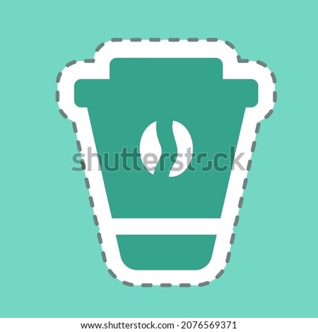 Sticker Coffee - Line Cut - Simple illustration, Editable stroke, Design template vector, Good for prints, posters, advertisements, announcements, info graphics, etc.