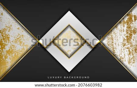 Luxury black and white background with gold grunge marble texture.