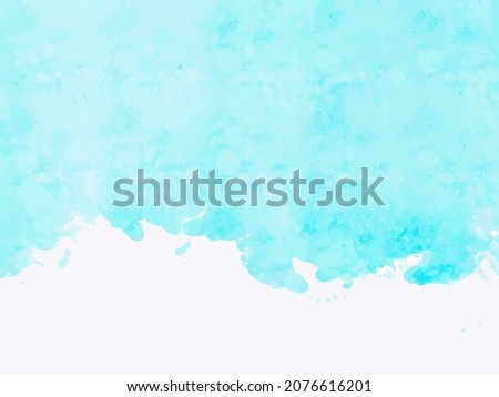 bright blue watercolour paint on white paper texture background
