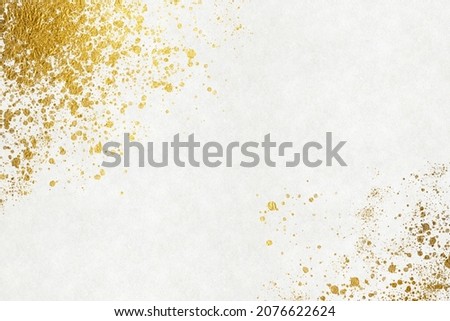 Gold splash pattern on white Japanese paper background image Royalty-Free Stock Photo #2076622624