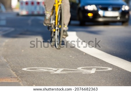 bike lane on the road Royalty-Free Stock Photo #2076682363