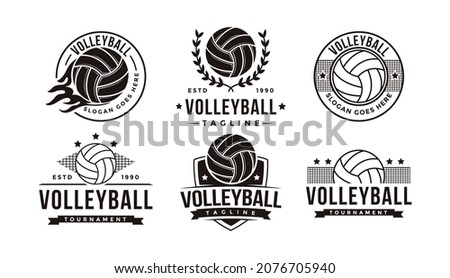 Set of vintage badge emblem Volley club logo, Volley tournament, volley ball vector icon on white background