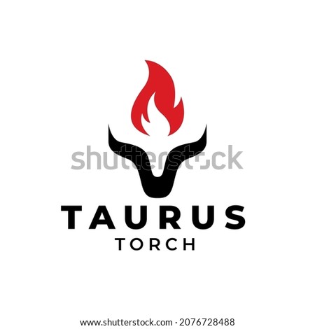 Taurus Torch Flame Horn Logo Template