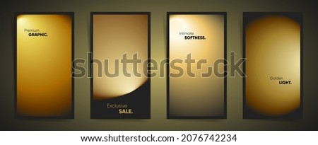 Golden black smooth gradient cover template design set for stories, social media posts, poster and sale banners. Smooth premium fashion gradient art. Vector black Friday sale premium vertical story.