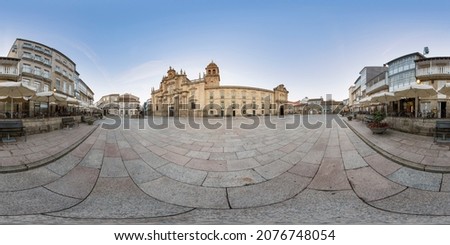 360º panoramic view of the main square of Celanova with the monastery of San Salvador.