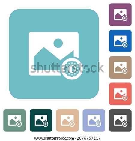 Image saturation white flat icons on color rounded square backgrounds