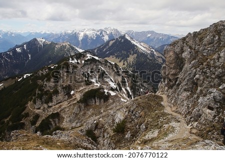 View from Kreuzeck mountain to Bavarian Alps, Upper Bavaria, Germany	 Royalty-Free Stock Photo #2076770122