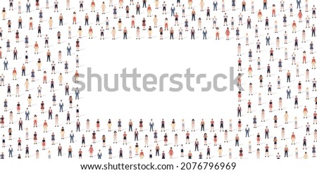 Crowd people pattern set in flat style. Vector illustration different men and women isolated on white background