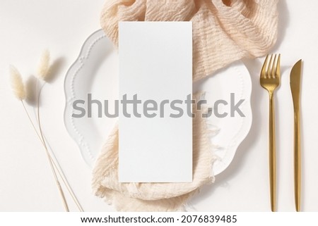 Wedding menu mockup on plate 