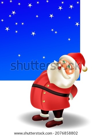 Cute Santa and star in flat style isolated on white background. Vector illustration 