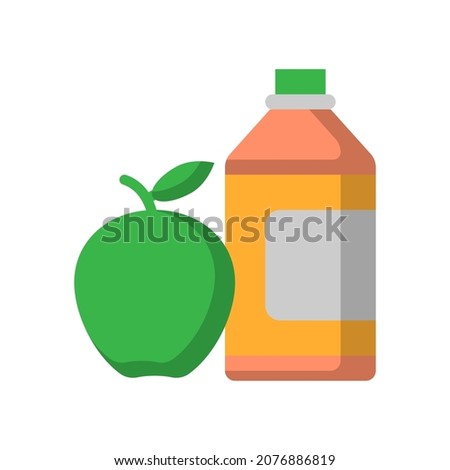 Vector apple juice flat icon, food and drink related 64x64 Pixel, whitebackground