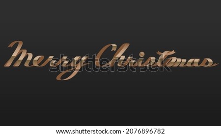 Vector graphic of "Merry Christmas" character made with gold ribbon