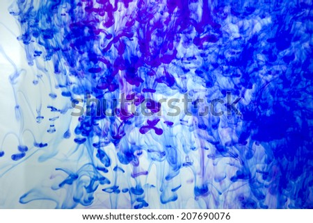 blue ink dissolved in water,