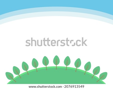 Illustration of a tree on a blue sky and a round ground