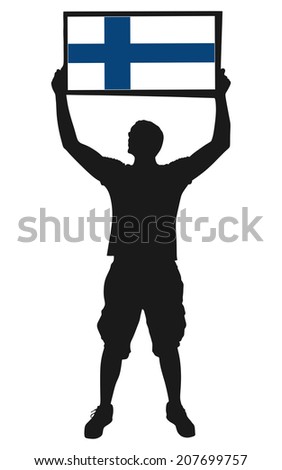 man holding a flag of finland, vector 