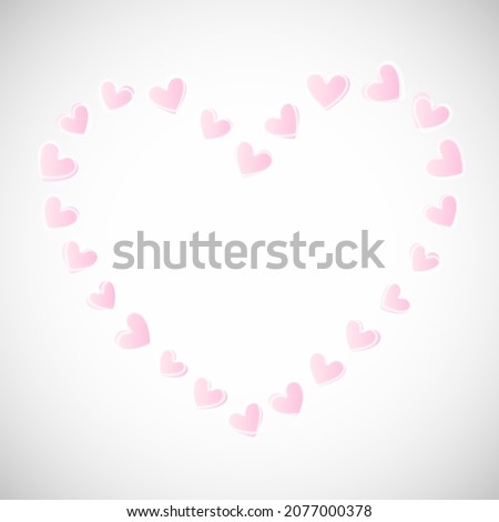Vector Romantic Tender Pink Hearts Frame. Isolated on the White Background. Design Element for Valentines Day.