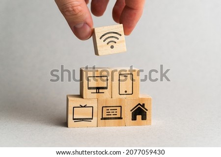 Wi-Fi network concept for various devices TV, laptop, smartphone and smarthome