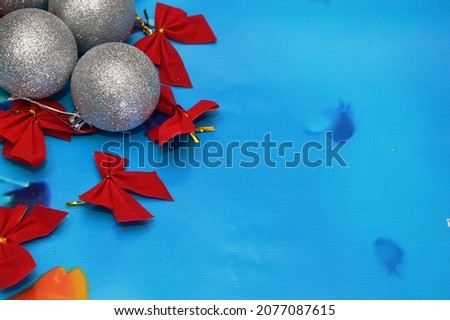Decorative decorations and toys for the New Year. New year festive background