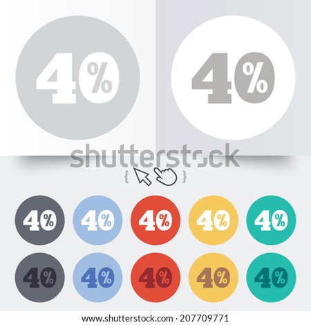 40 percent discount sign icon. Sale symbol. Special offer label. Round 12 circle buttons. Shadow. Hand cursor pointer. Vector