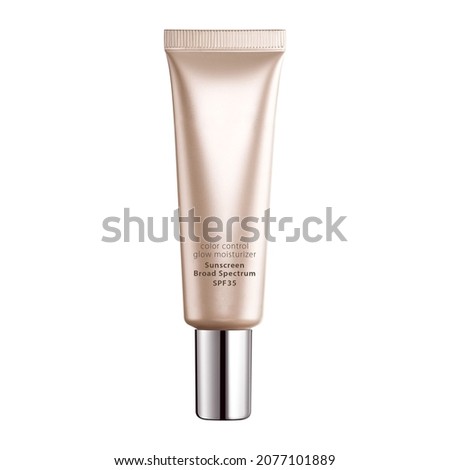 Rose Gold Hand Cream Tube Packaging Isolated on White. Collapsible Squeeze Tube Cosmetic Containers with Flip Lid. Modern Hand Skin Care Products Kit. Skincare Routine. Beauty Cosmetic Products Royalty-Free Stock Photo #2077101889