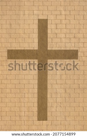 Abstract yellow brick wall texture with cross