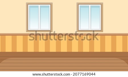 Empty room with light yellow wall and parquet floor illustration