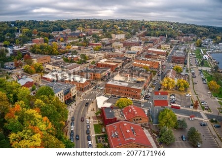 Aerial View of the Twin Cities Suburb of Stillwater, Minnesota Royalty-Free Stock Photo #2077171966
