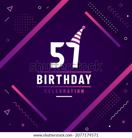 57 years birthday greetings card, 57th birthday celebration background free vector.