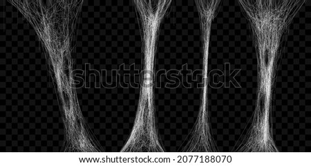 Realistic stretched spider web set. Vector cobweb illustration for halloween design Royalty-Free Stock Photo #2077188070