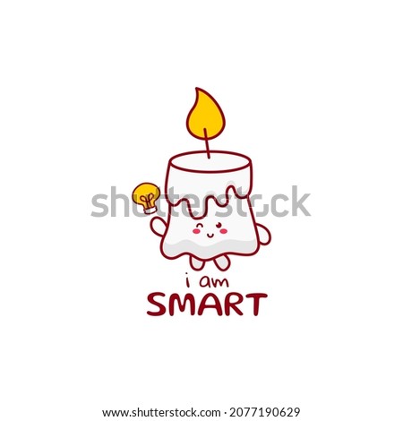 Cute funny candle character. Vector hand drawn cartoon mascot character illustration icon. Isolated on white background.