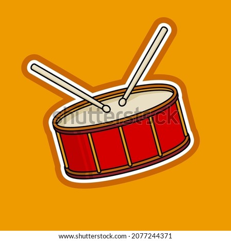 Drum with The Stick Simple Flat Design