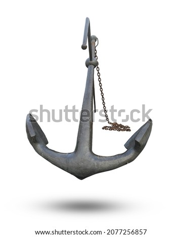 Old Steel anchor isolated on a white background. This has clipping path.