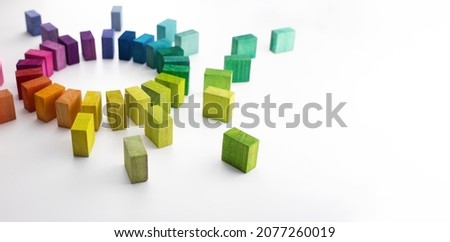 Gathering, centralization of data and people, concept image.
Circle of colorful wooden blocks representing unity of diverse elements. Isolated on neutral white. Royalty-Free Stock Photo #2077260019