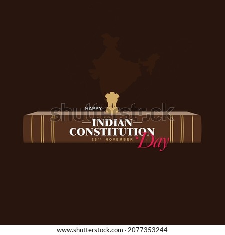 Creative Template Design for Indian Constitution Day, 26 November. Editable Illustration of Indian Map. Royalty-Free Stock Photo #2077353244
