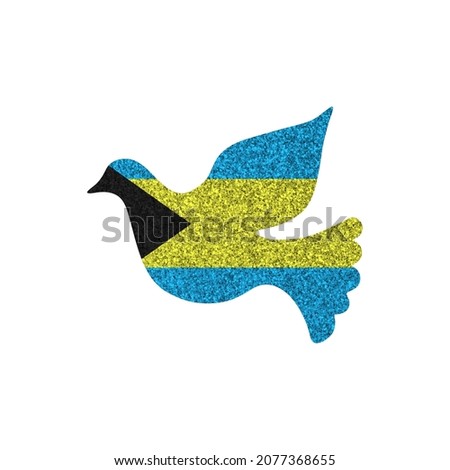 Dove silhouette in colors of national flag. Peace sign. Bahamas