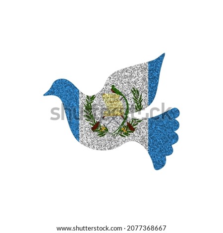 Dove silhouette in colors of national flag. Peace sign. Guatemala