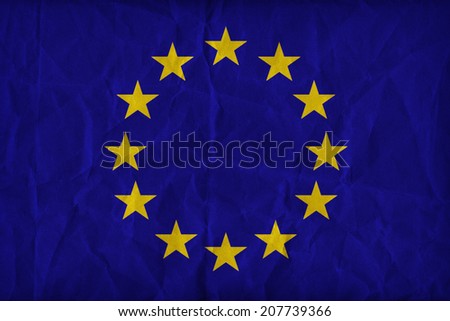 Europe zone flag pattern on the paper texture ,retro vintage style
