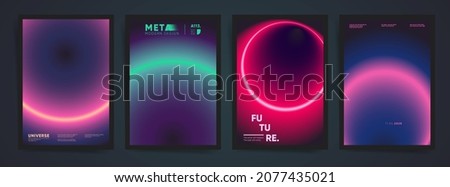 Neon black cool gradient cover template design set for poster, brochure, home decor, and presentation. Abstract Smooth circular gradient fashion concept. Vector a4 aesthetics premium duotone layout.