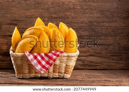Delicious and traditional Colombian empanadas - Text space Royalty-Free Stock Photo #2077449949