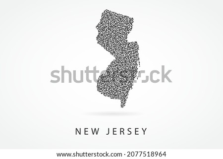 New Jersey Map - USA, United States of America Map vector template with Black grid on white background  for education, infographic, design, website, banner - Vector illustration eps 10