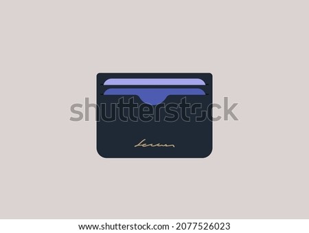 A simple black cardholder with plastic debit and credit cards inside Royalty-Free Stock Photo #2077526023