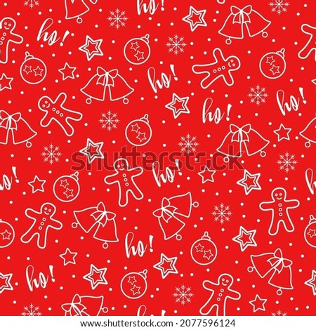 Christmas decoration seamless pattern. Ho-ho-ho! Happy new year. Winter pattern