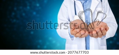 doctor holding a tooth icon in his hand