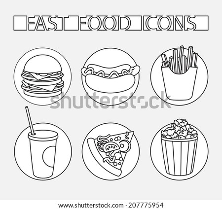 vector icon set fast food