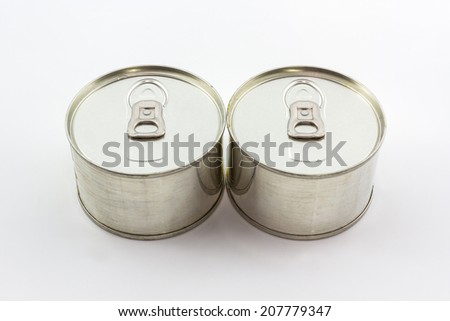 Closeup aluminum tin can on white background. 