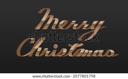 Vector graphic of "Merry Christmas" character made with gold ribbon