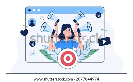 Internet era Business companies used online channels to expand business and customer base in many forms. online news, social networks, virtual communication, information search, company news vector Royalty-Free Stock Photo #2077844974